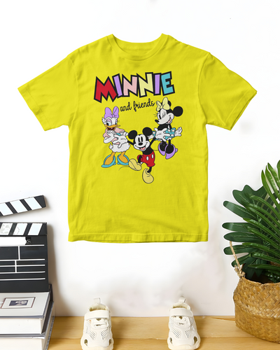 Minnie and Friends yellow for girls Printed T-Shirt