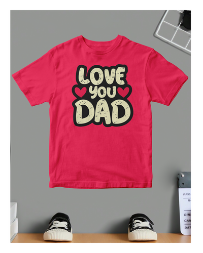 Love You Dad Red  Printed T-Shirt