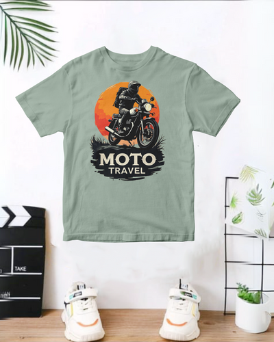 Moto Travel Light Green  Printed T-Shirt