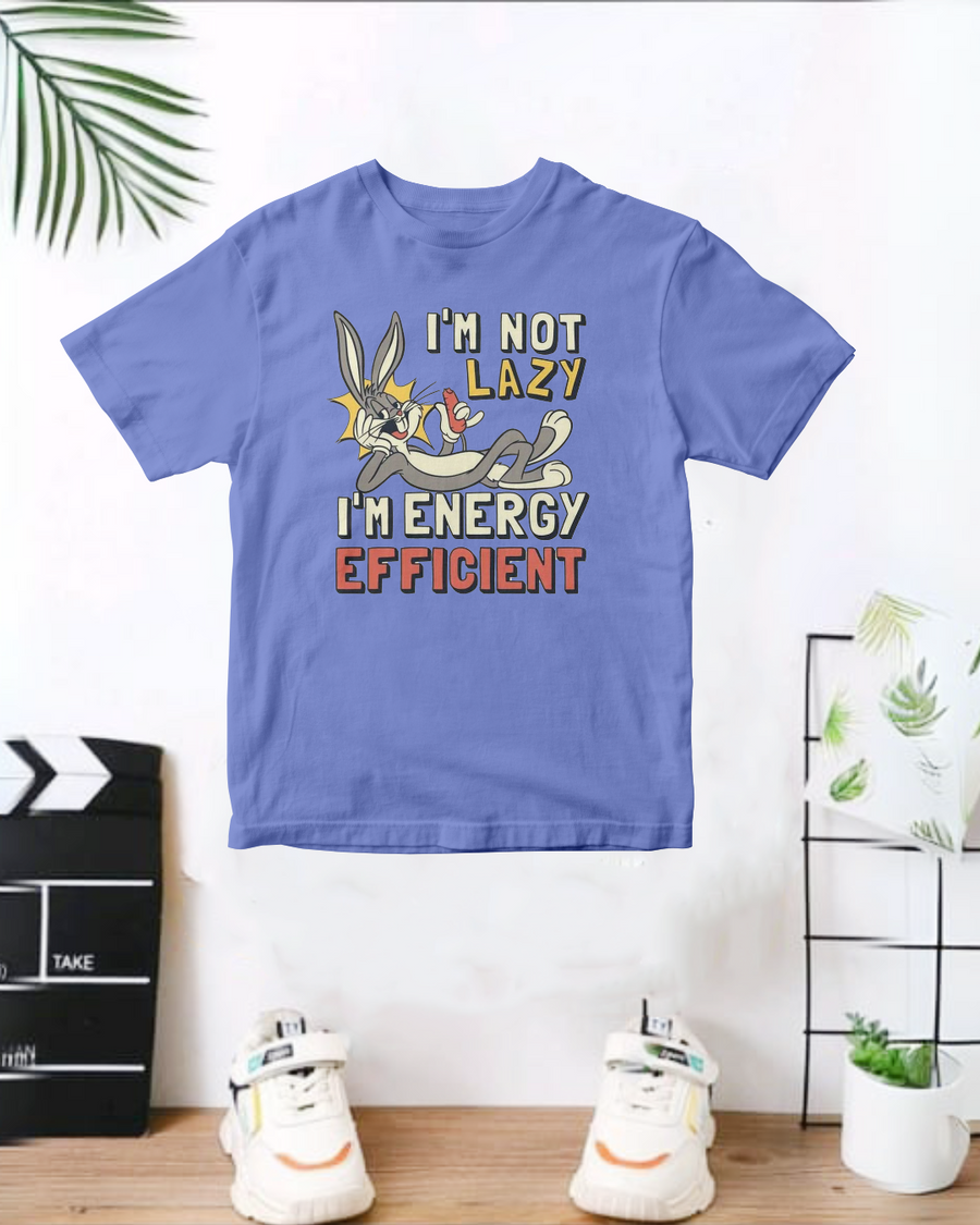 I'm Not  Lazy I'm Energy Efficint Light Blue  Printed T-Shirt