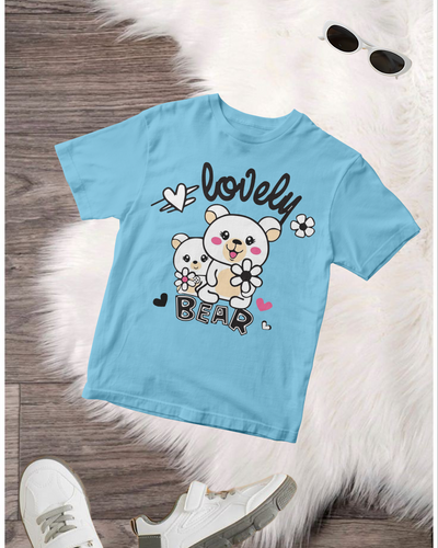 Lovely Bear sky blue Printed T-Shirt