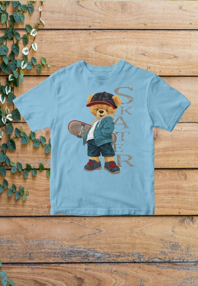Skater Sky Blue Printed T-Shirt